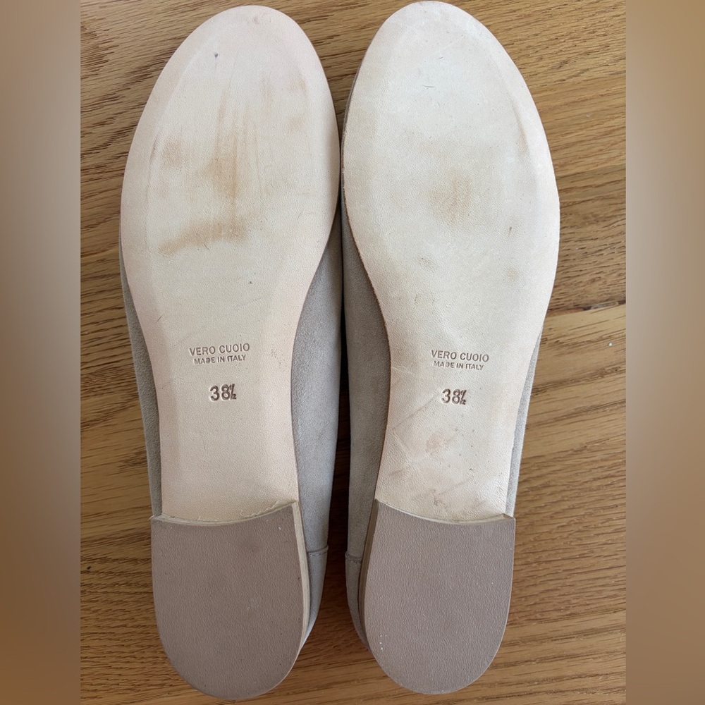 Suede Ballet Ballerina Flats Taupe Beige Sz 8 - Picture 3 of 8